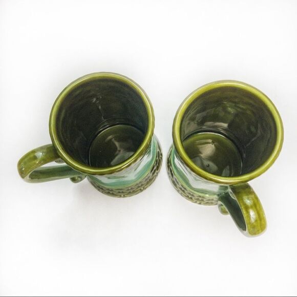 MCM Vintage Green Ceramic Coffee Cups - 1 Pair - Picture 7 of 10